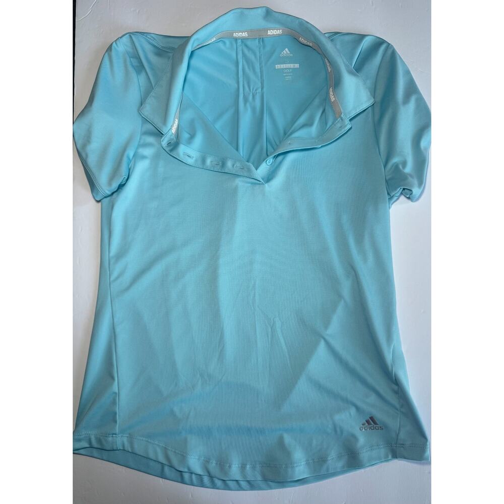 Adidas Golf Polo Shirt Womens Small Blue Short Sleeve Stretch Performance